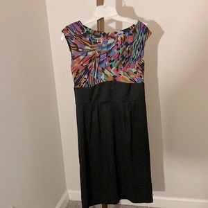 AGB Bress | Woman’s Black with Floral Sheer Top MIDI Dress - Size 8